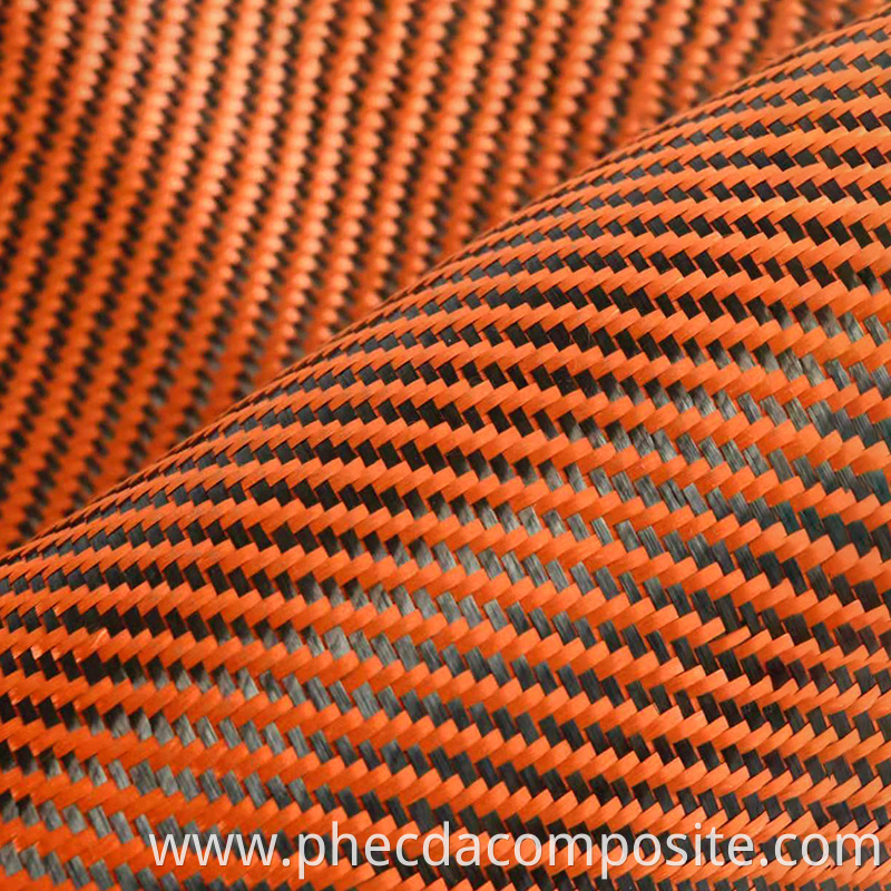 orange aramid carbon fiber hybrid cloth jacquard fabric